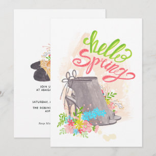 Trendy Spring Floral Shoe Birthday Invitation