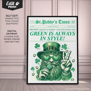 Trendy St. Patricks Wall Art Retro Newspaper Print