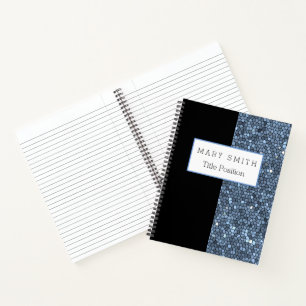 Trendy Stained Glass Black Silver Blue Notebook