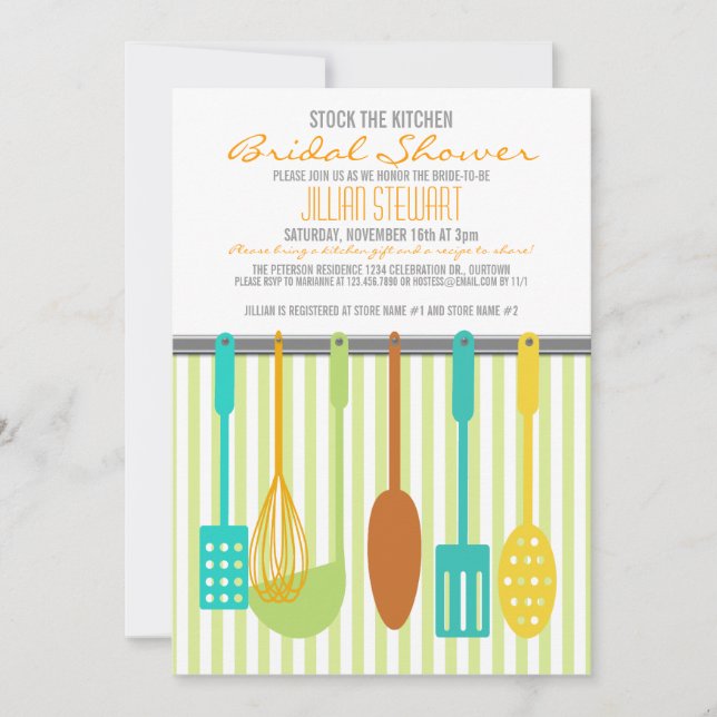 Trendy Stock the Kitchen Bridal Shower Invitations (Front)