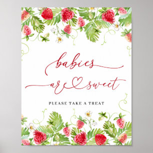 Trendy Strawberry Babies are Sweet Baby Shower Poster