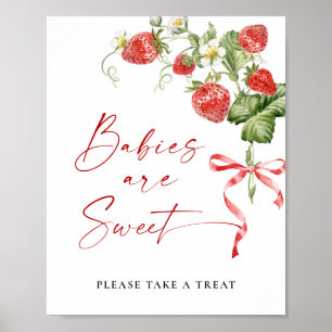 Trendy Strawberry Babies are Sweet Baby Shower Poster