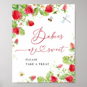 Trendy Strawberry Babies are Sweet Baby Shower Poster