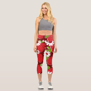 Trendy strawberry  capri leggings