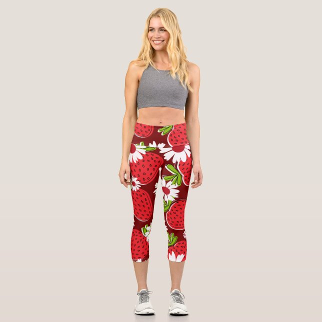 Trendy strawberry  capri leggings (Front)