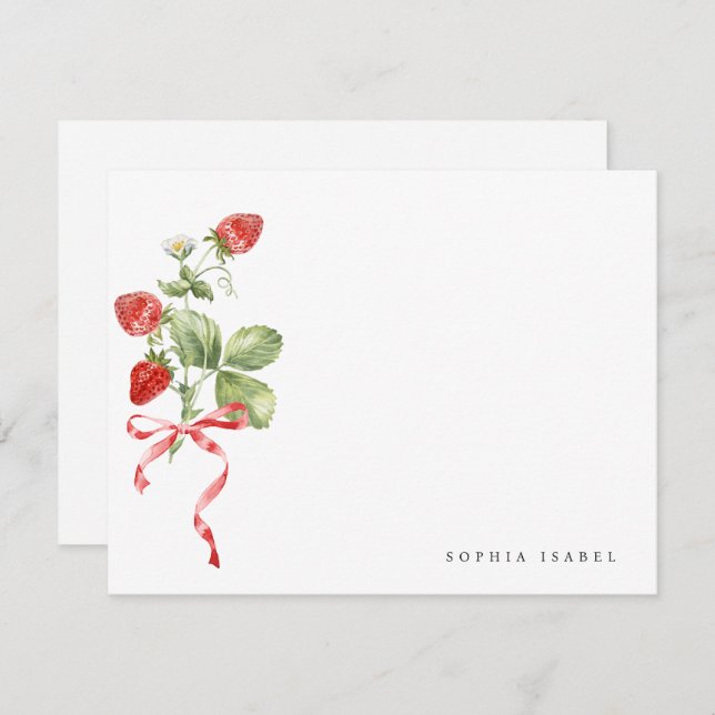 Trendy Strawberry Personalised Stationery Card (Front/Back)