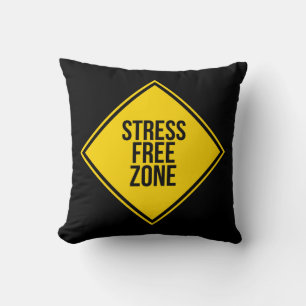 Trendy Stress Free Zone Quote Yellow Black Cushion
