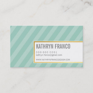 TRENDY STRIPE bold cute pretty preppy mint gold Business Card