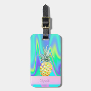 Trendy Stripe Pineapple Holographic Luggage Tag