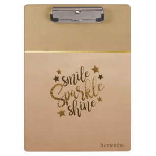 Trendy, Stripe,Smile Sparkle Shine -Personalised Clipboard