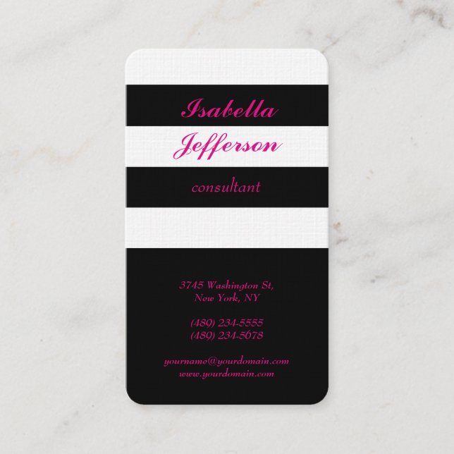 Trendy Striped Modern Minimalist Professional Business Card (Front)