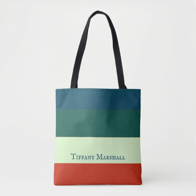 Trendy Stripes Pattern Personalised Tote Bag (Front)