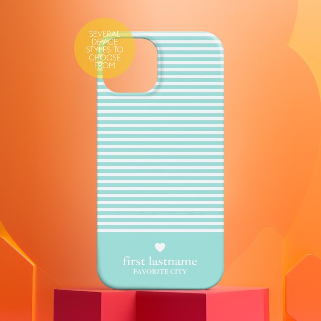 Trendy Stripes with Upscale Heart Monogram Case-Mate iPhone Case (Personalized Phone Case - Many Device Styles to Choose From)