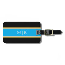 Trendy Strips Luggage Tag w/ leather strap