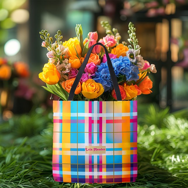 Trendy Stunning Multi-Colour Plaid Summer Wexford  Tote Bag (Beautiful Summer/Spring Wexford Tote Bag)