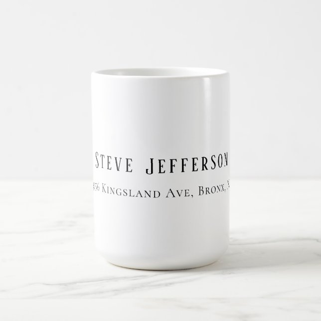 Trendy Style Elegant Minimalist Plain Black White Coffee Mug (Center)