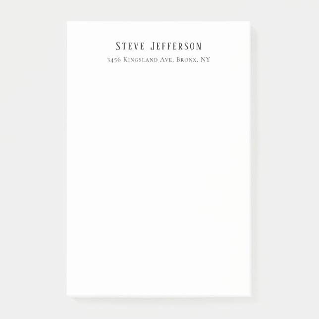 Trendy Style Elegant Minimalist Plain Black White Post-it Notes (Front)