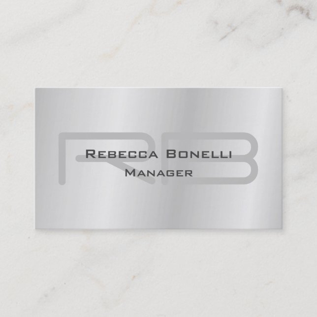 Trendy Style Grey Monogram Minimalist Plain Simple Business Card (Front)