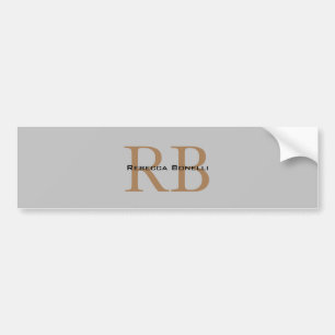 Trendy Style Monogram Minimalist Plain Add Name Bumper Sticker