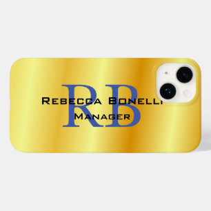 Trendy Style Monogram Minimalist Plain Gold Color Case-Mate iPhone 14 Case