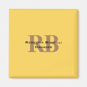Trendy Style Monogram Minimalist Plain Yellow Magnet