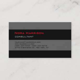 Trendy Stylish Black Grey Professional Consultant Business Card