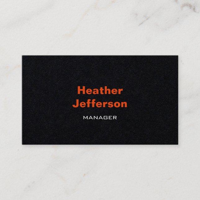 Trendy Stylish Black Modern Bold Font Plain Business Card (Front)