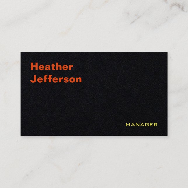 Trendy Stylish Black Modern Plain Minimalist Business Card (Front)