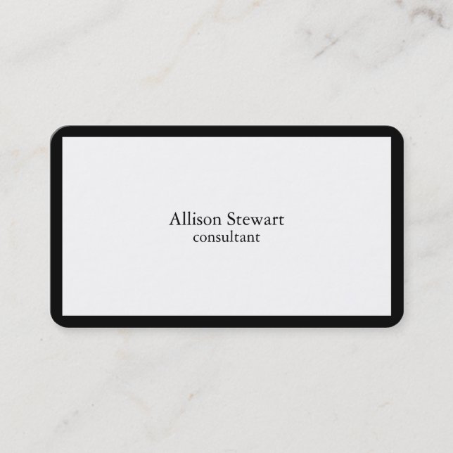Trendy Stylish Black & White Border Plain Creative Business Card (Front)