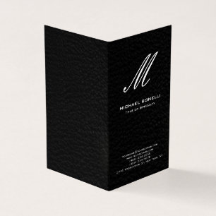 Trendy stylish black & white calligraphy monogram business card