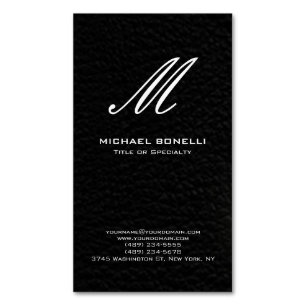 Trendy stylish black & white calligraphy monogram 	Magnetic business card