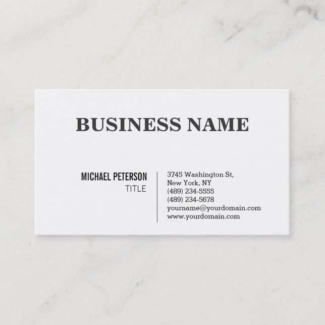 Trendy Stylish Black White Charming Business Card (Front)