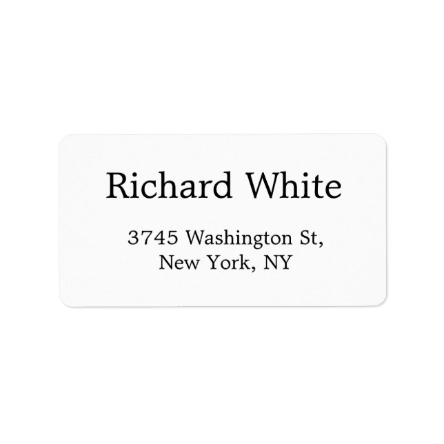Trendy Stylish Black & White Plain Elegant Modern Label (Front)