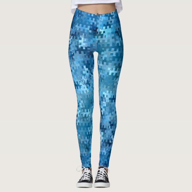Trendy Stylish Blue Pattern Leggings (Front)