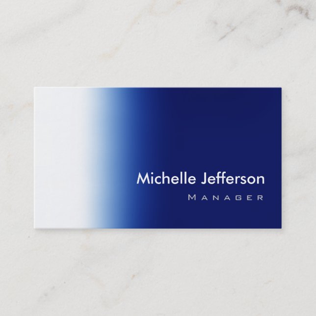 Trendy Stylish Blue White Business Card (Front)
