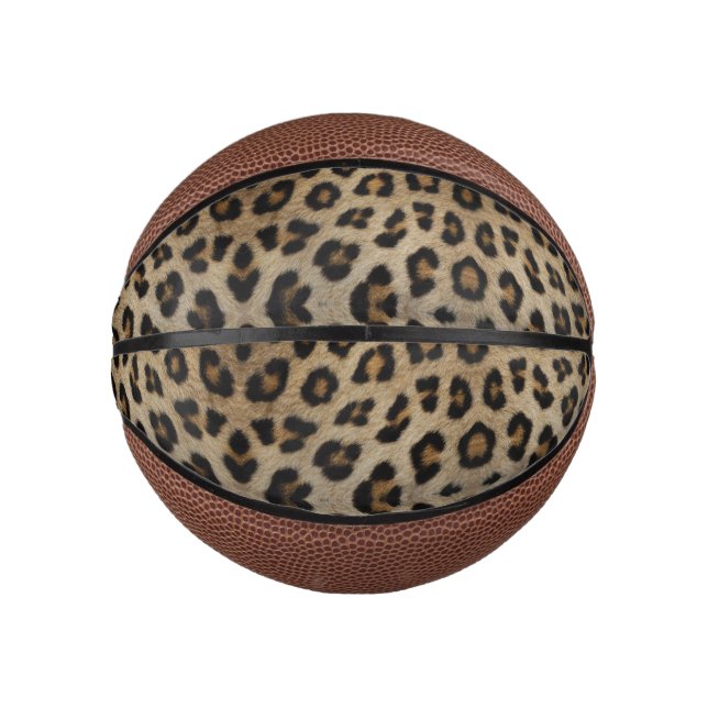 Trendy stylish bold leopard fur animal print fun mini basketball (Front)