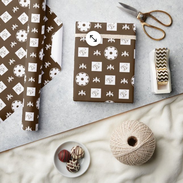 Trendy Stylish Brown and White Chequered Pattern Wrapping Paper (Creator Uploaded)