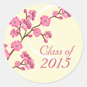 Trendy stylish cherry blossom graduation stickers