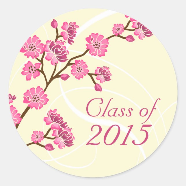 Trendy stylish cherry blossom graduation stickers (Front)