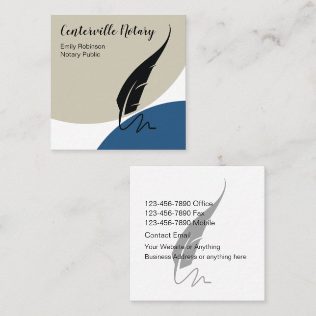 Trendy Stylish Classy Notary Business Cards (Front/Back)