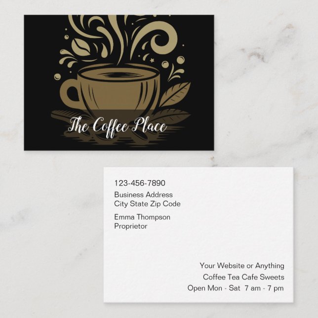 Trendy Stylish Coffee Shop Theme New Business Card (Front/Back)