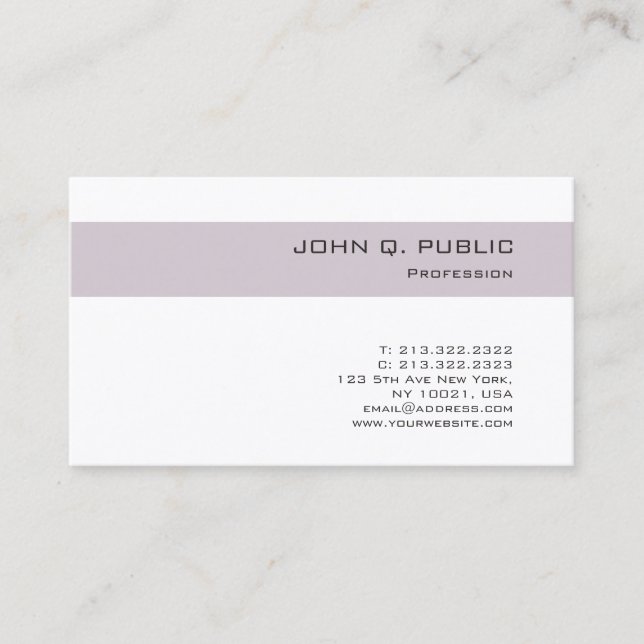 Trendy Stylish Colours Design Simple Chic Plain Business Card (Front)