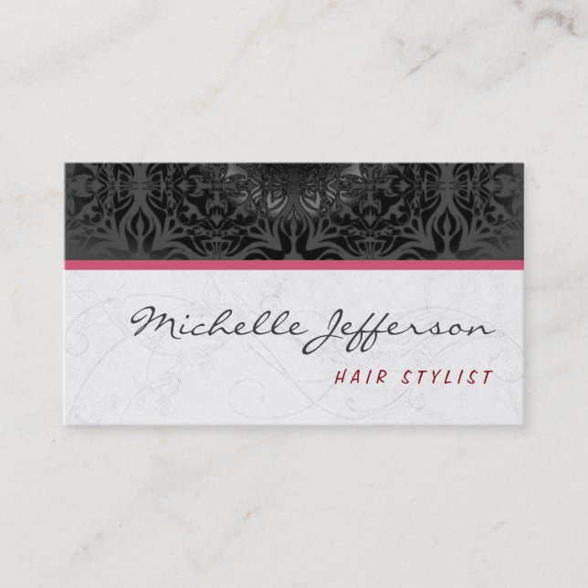 Trendy Stylish Cute Grey Pattern Business Card (Front)