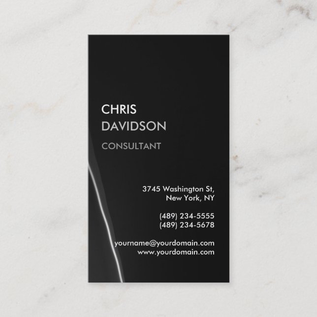 Trendy Stylish Dark Grey Wave Business Card (Front)