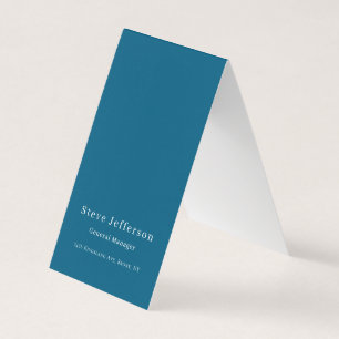 Trendy Stylish Elegant Minimalist Plain Blue Business Card