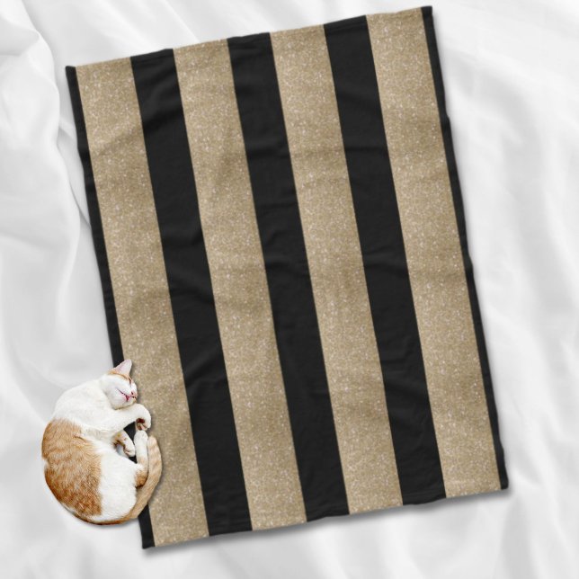 trendy stylish geometric black and gold stripes fleece blanket (trendy stylish geometric black and gold stripes fleece blanket)