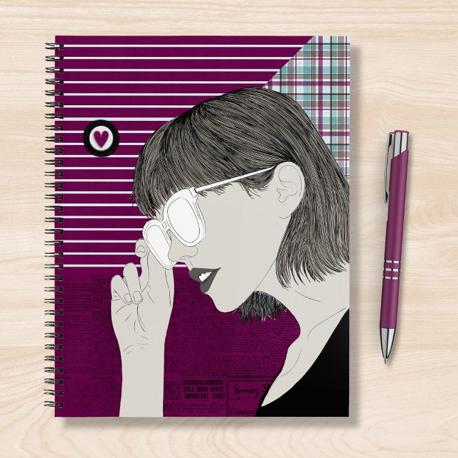 Trendy Stylish Girl Chic Purple Collage Love Heart Notebook (Creator Uploaded)
