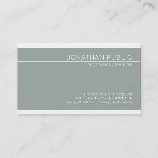 Trendy Stylish Green Minimalist Design Luxury Chic Business Card (Front)