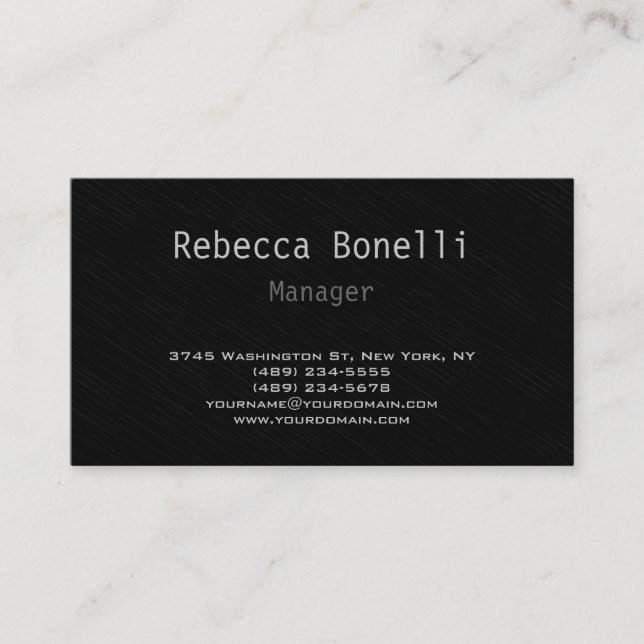 Trendy Stylish Grey Black Manager Business Card (Front)