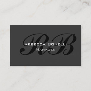 Trendy Stylish Grey Black Monogram Business Card
